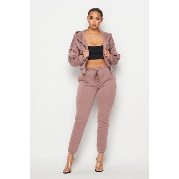 Pants - Out And About Lounge Jogger Set - Mauve